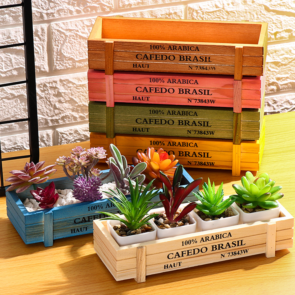 Gardening Tools Vintage - Natural Wooden Flowerpot Garden Decor Trough
