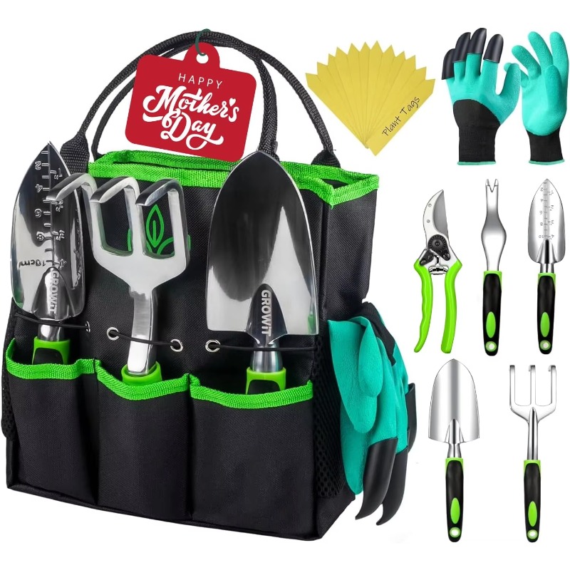 Gardening Yard Tools - 9 Pcs Ergonomic Garden Tool Set,