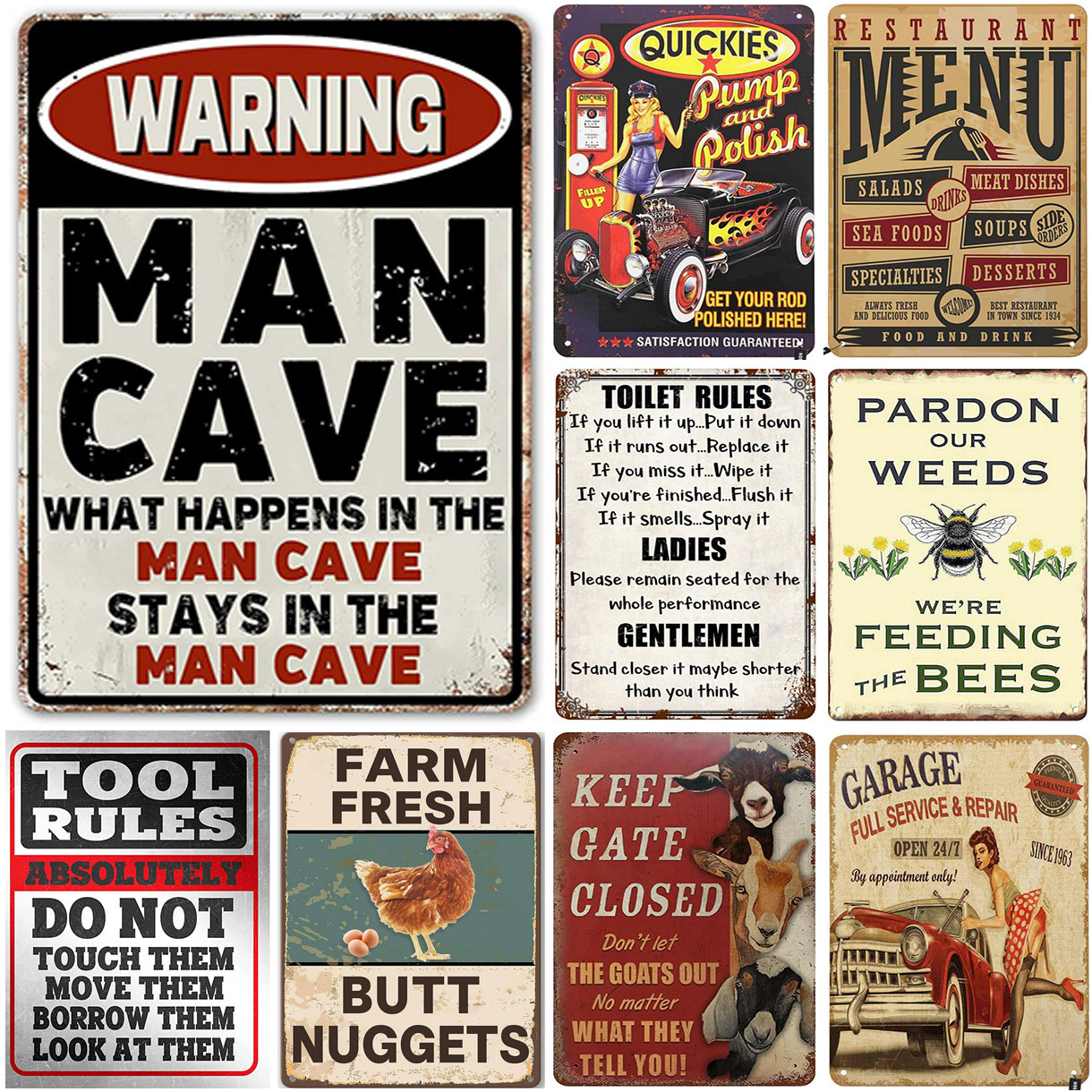 Vintage Man Cave Metal Tin Sig - Gardening Tools B&Q recensione e prezzo