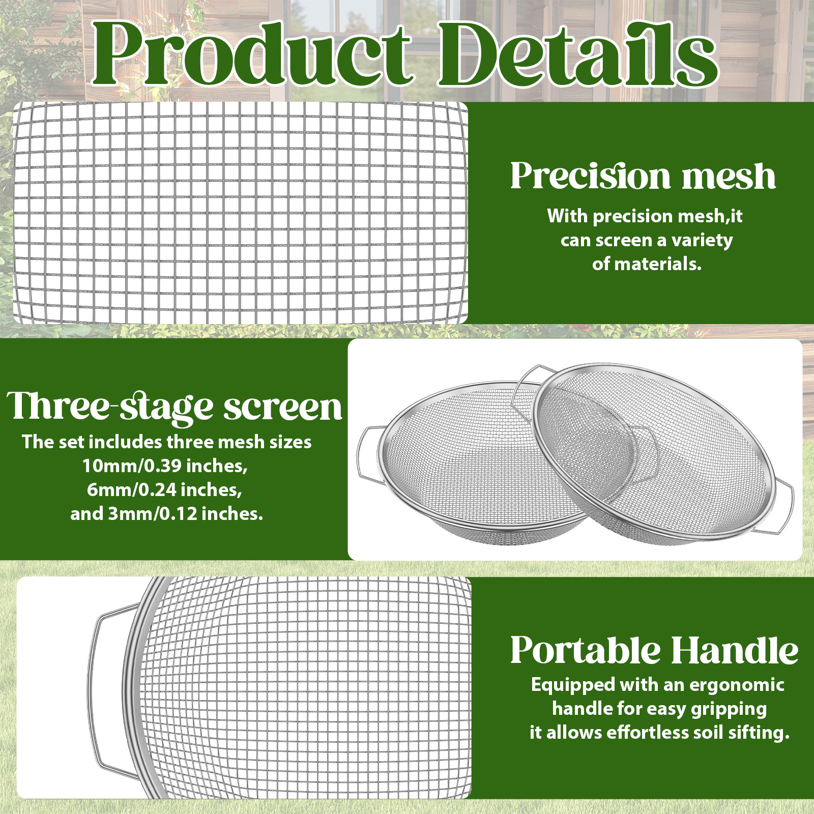 3Pcs Gardening Soil Sifter 3/6 - Gardening Tools Equipment recensione e prezzo