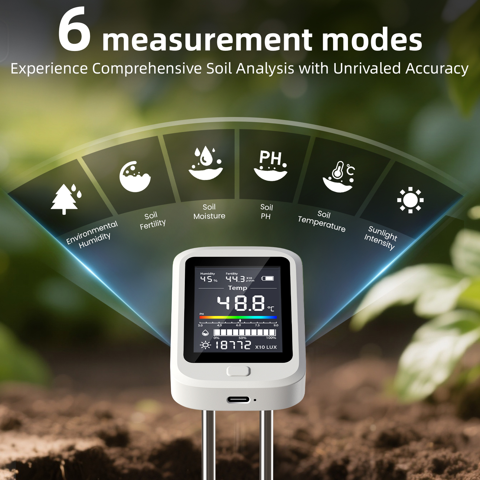 6-in-1 Soil Moisture Meter, Hy - Soil Ph Meter recensione e prezzo