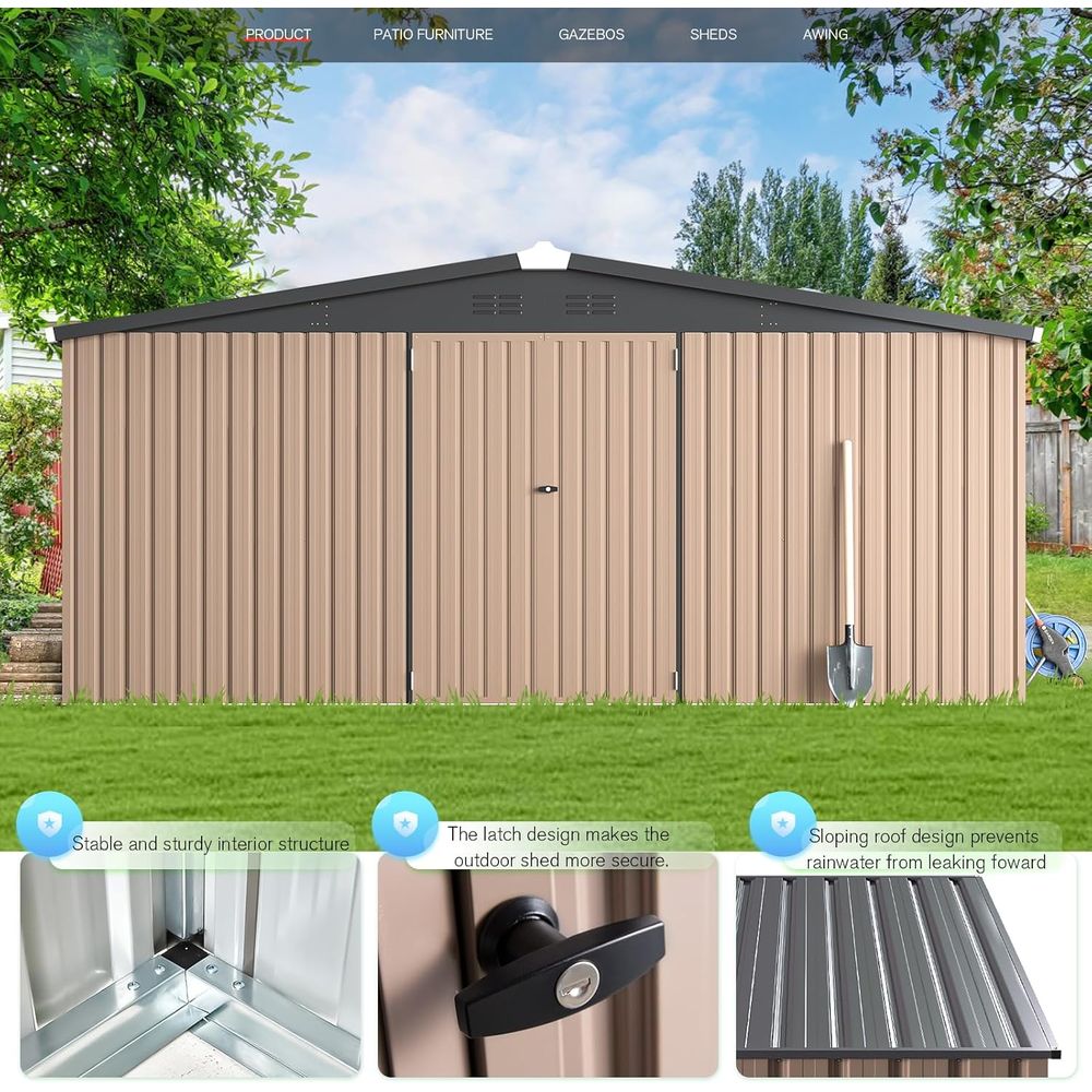 14' x 12' Outdoor Metal Storag - Gardening Yard Tools recensione e prezzo
