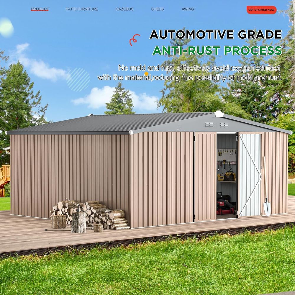 14' x 12' Outdoor Metal Storag - Gardening Yard Tools recensione e prezzo