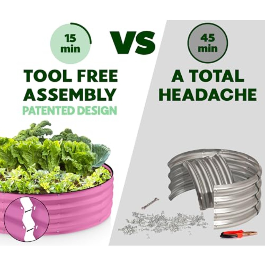 Round Galvanized Raised Garden - Gardening Tools Pink recensione e prezzo
