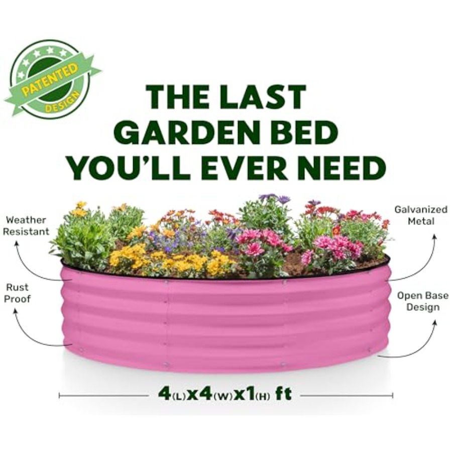 Round Galvanized Raised Garden - Gardening Tools Pink recensione e prezzo